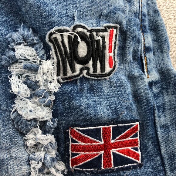 Rebel Love Womens Jeans Size 7/8 Skinny Distressed Blue Denim Applique Y2K Casua - Picture 8 of 16